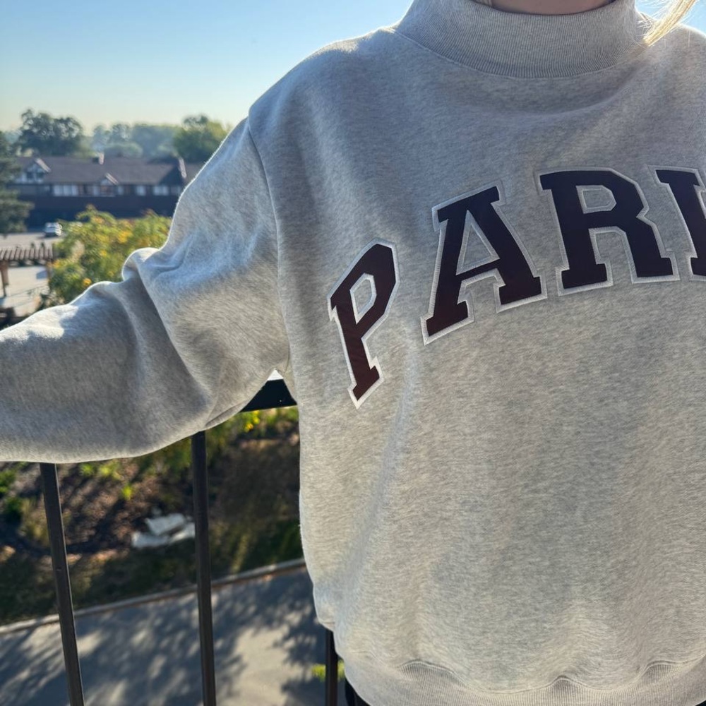 Parke Light Gray Sweatshirt Parke Varsity Mockneck - Picture 2 of 11
